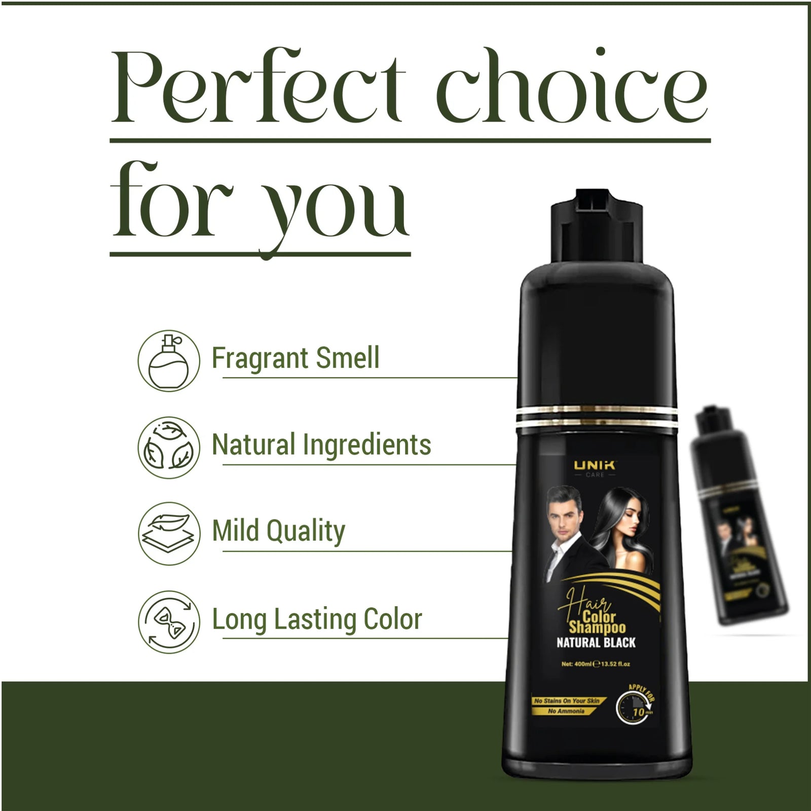 UNIK Care Black Hair Dye Shampoo | 400ml