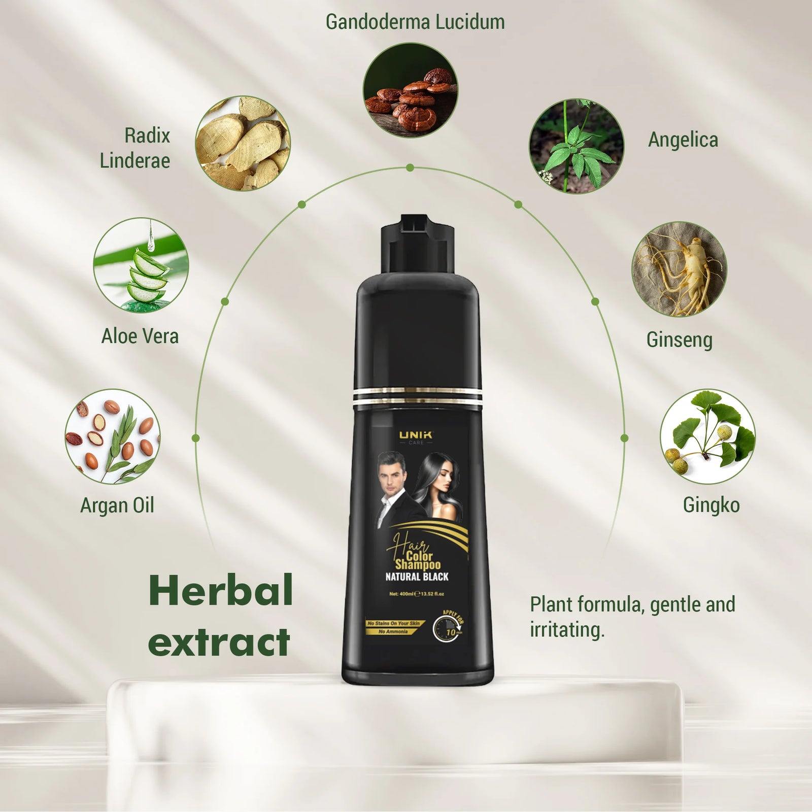 UNIK Care Black Hair Dye Shampoo | 400ml