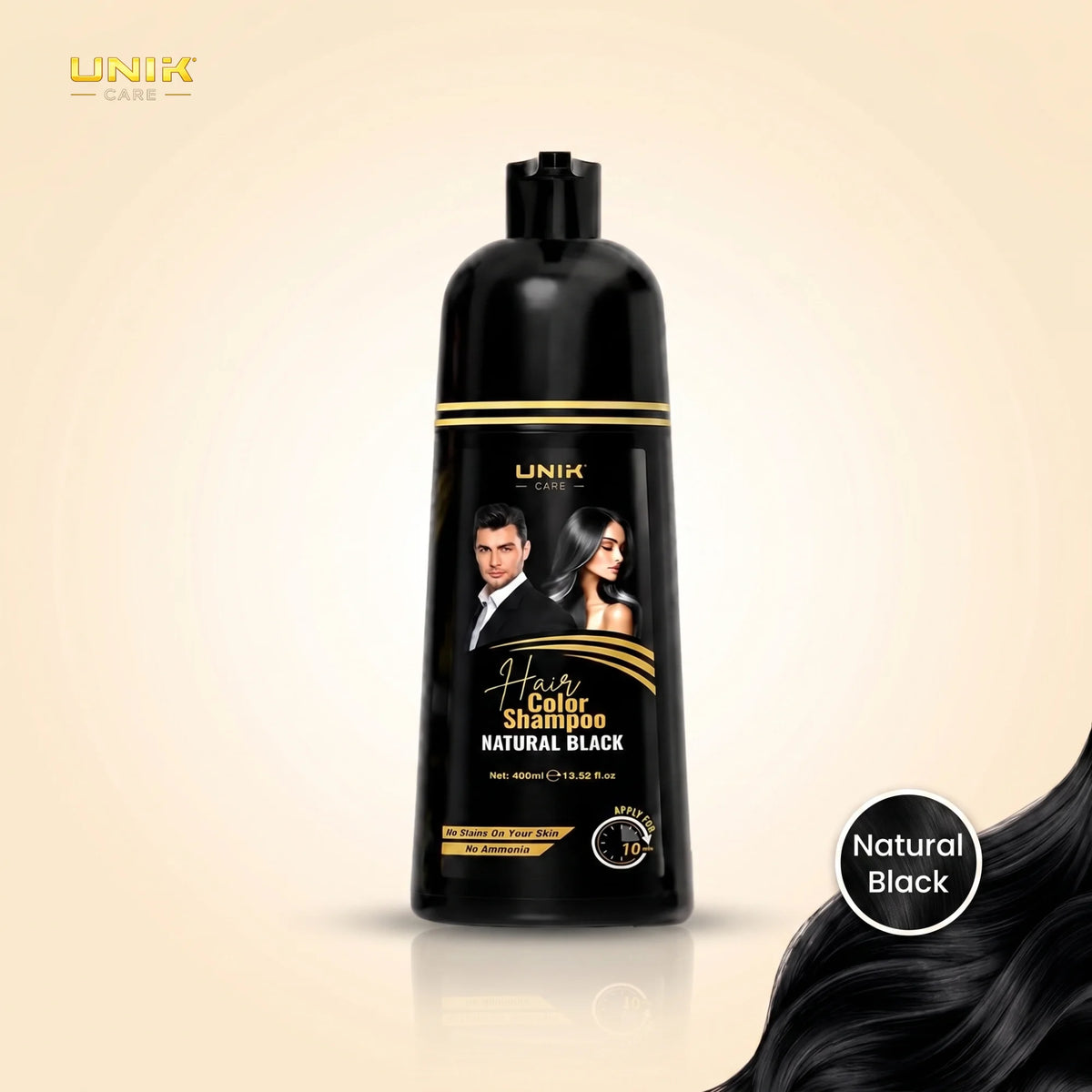 UNIK Care Black Hair Dye Shampoo | 400ml