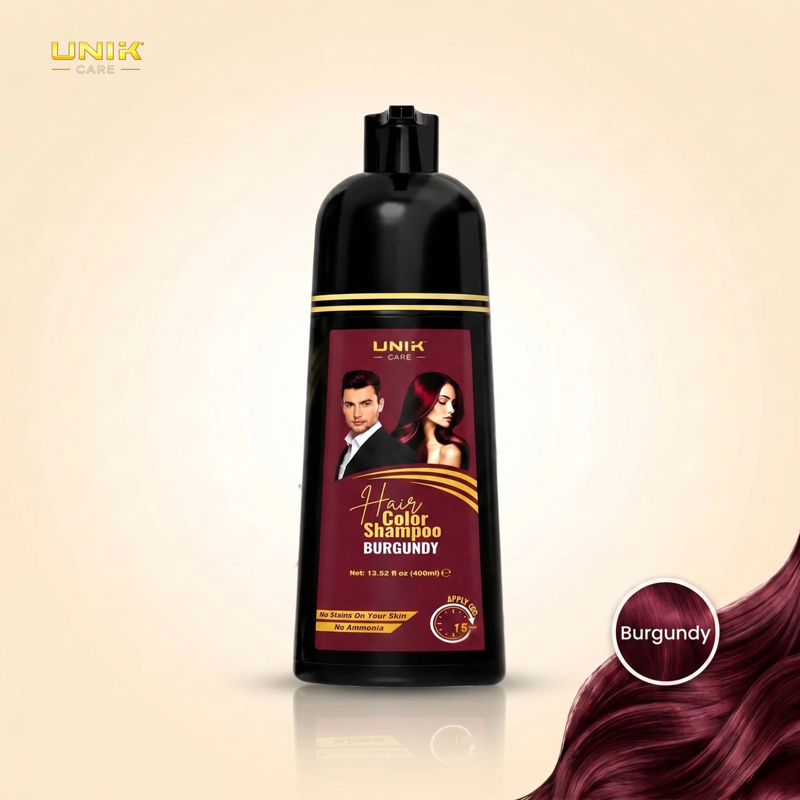 UNIK Care Burgundy Hair Dye Shampoo | 400ml