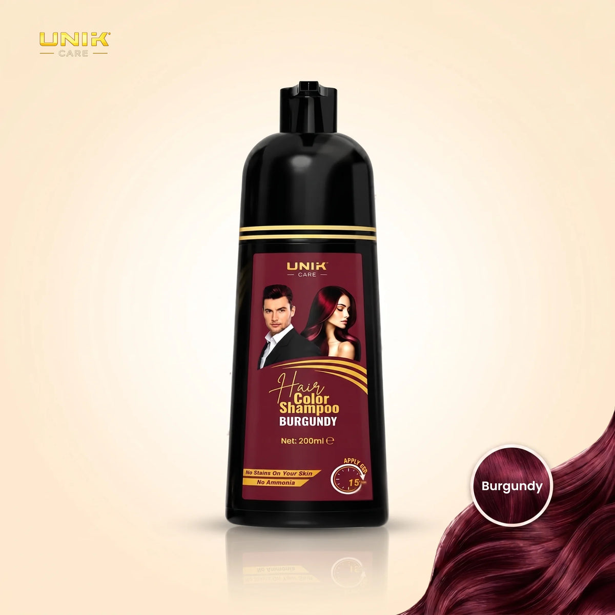 UNIK Care Burgundy Hair Dye Shampoo | 200ml