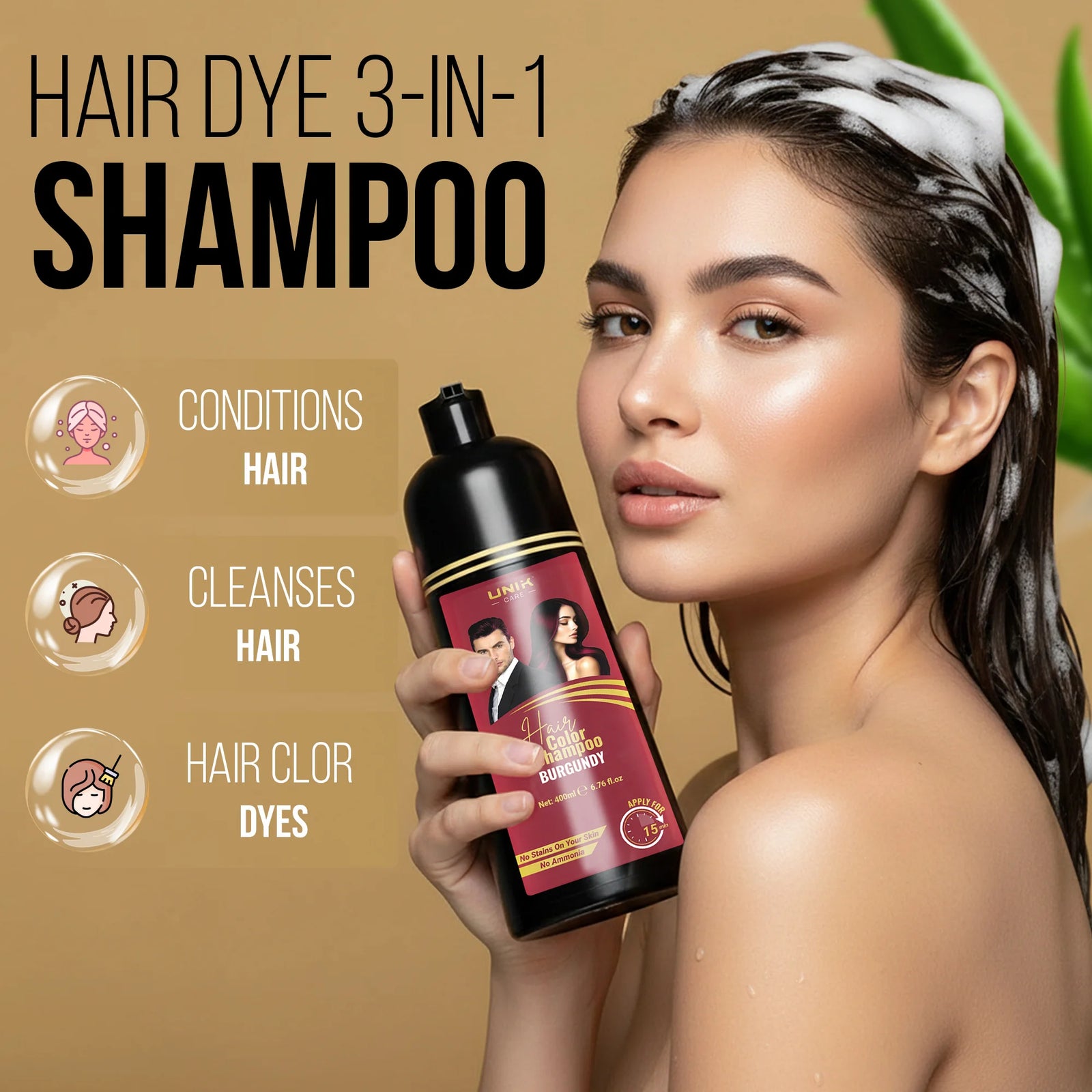 UNIK Care Burgundy Hair Dye Shampoo | 400ml