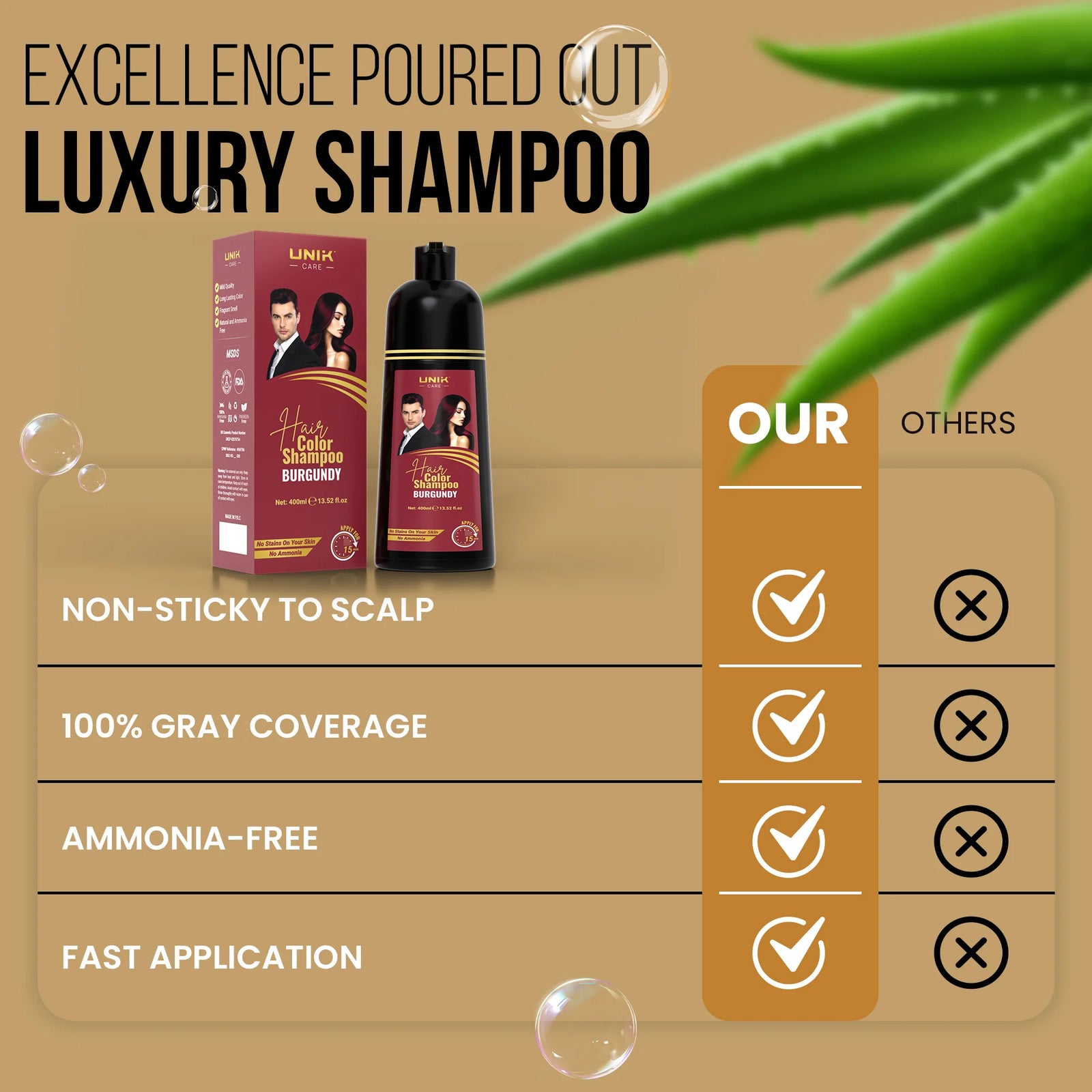 UNIK Care Burgundy Hair Dye Shampoo | 400ml