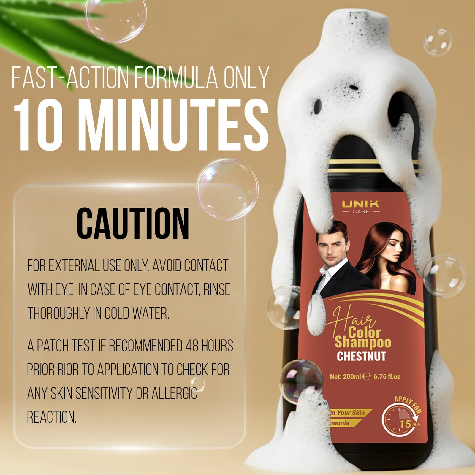 UNIK Care Chestnut Hair Dye Shampoo | 200ml