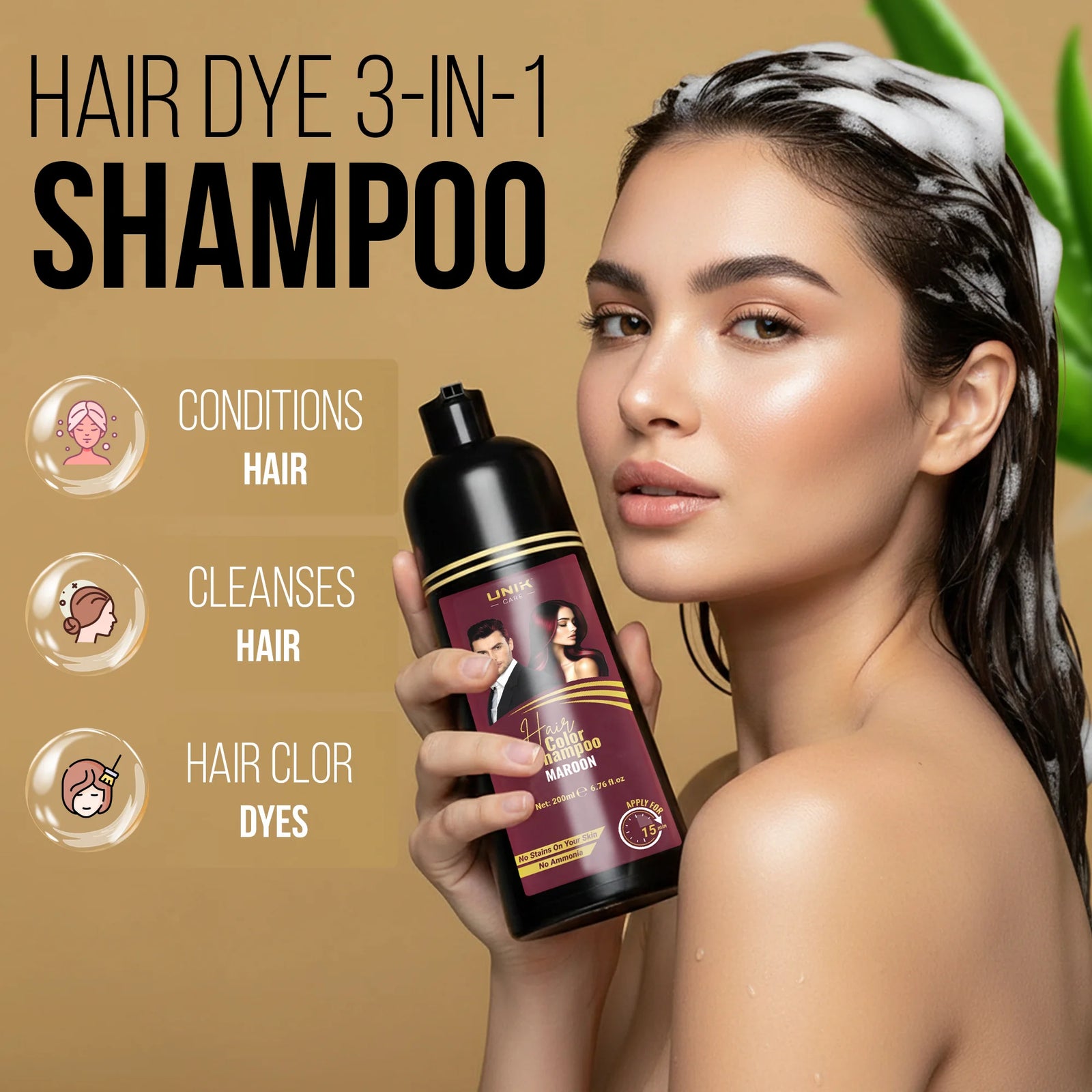 UNIK Care Maroon Hair Dye Shampoo | 200ml