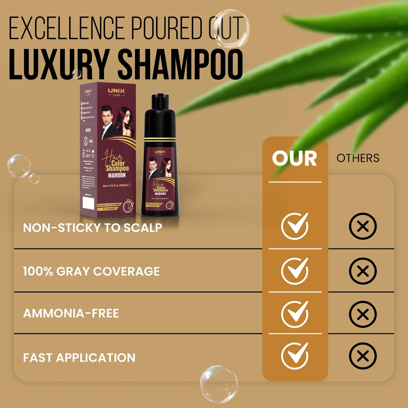 UNIK Care Maroon Hair Dye Shampoo | 200ml