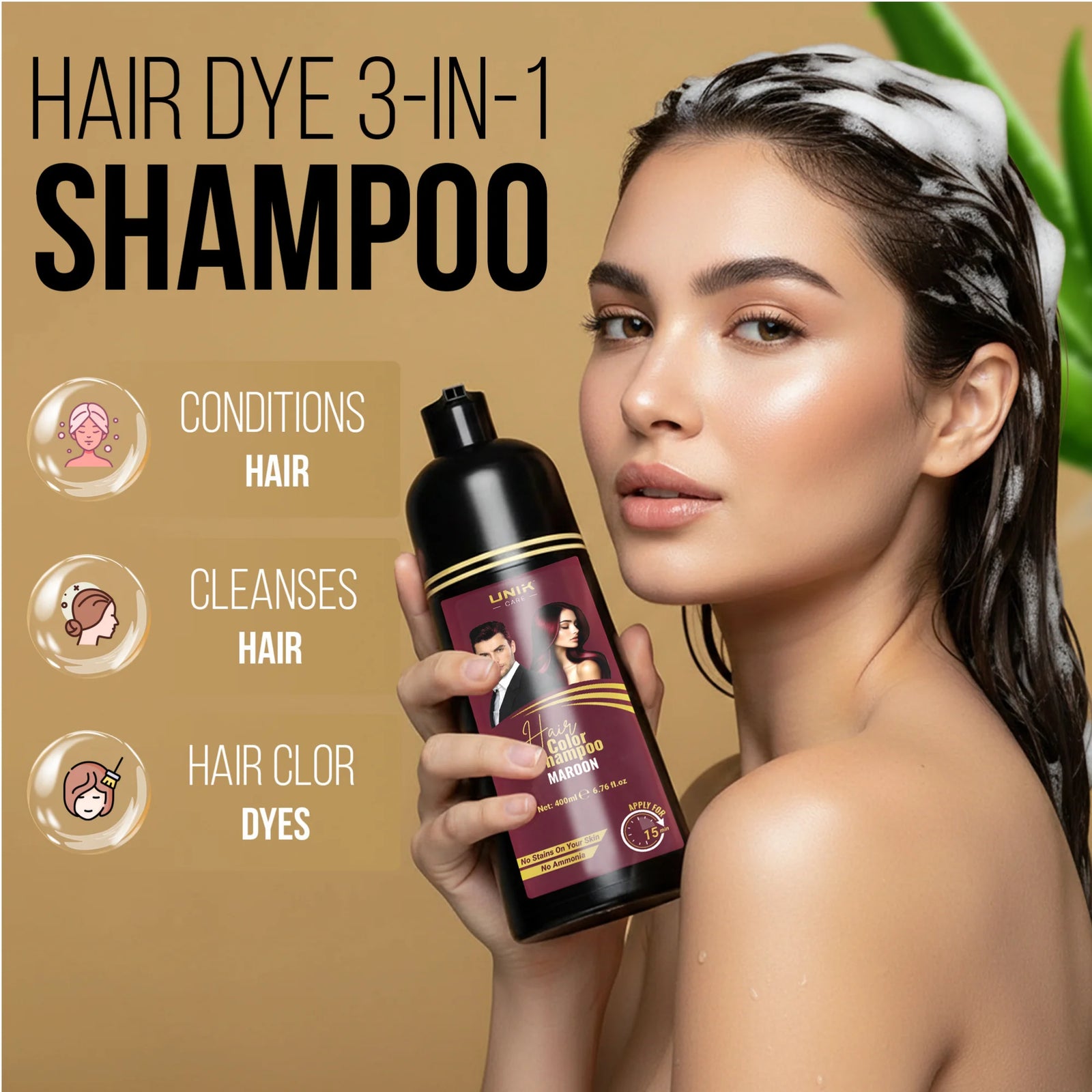 UNIK Care Maroon Hair Dye Shampoo | 400ml