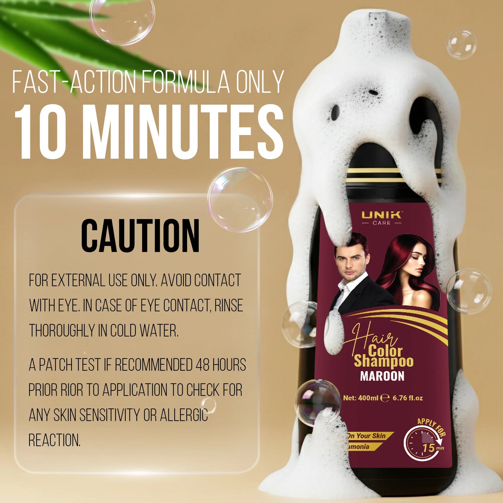 UNIK Care Maroon Hair Dye Shampoo | 400ml