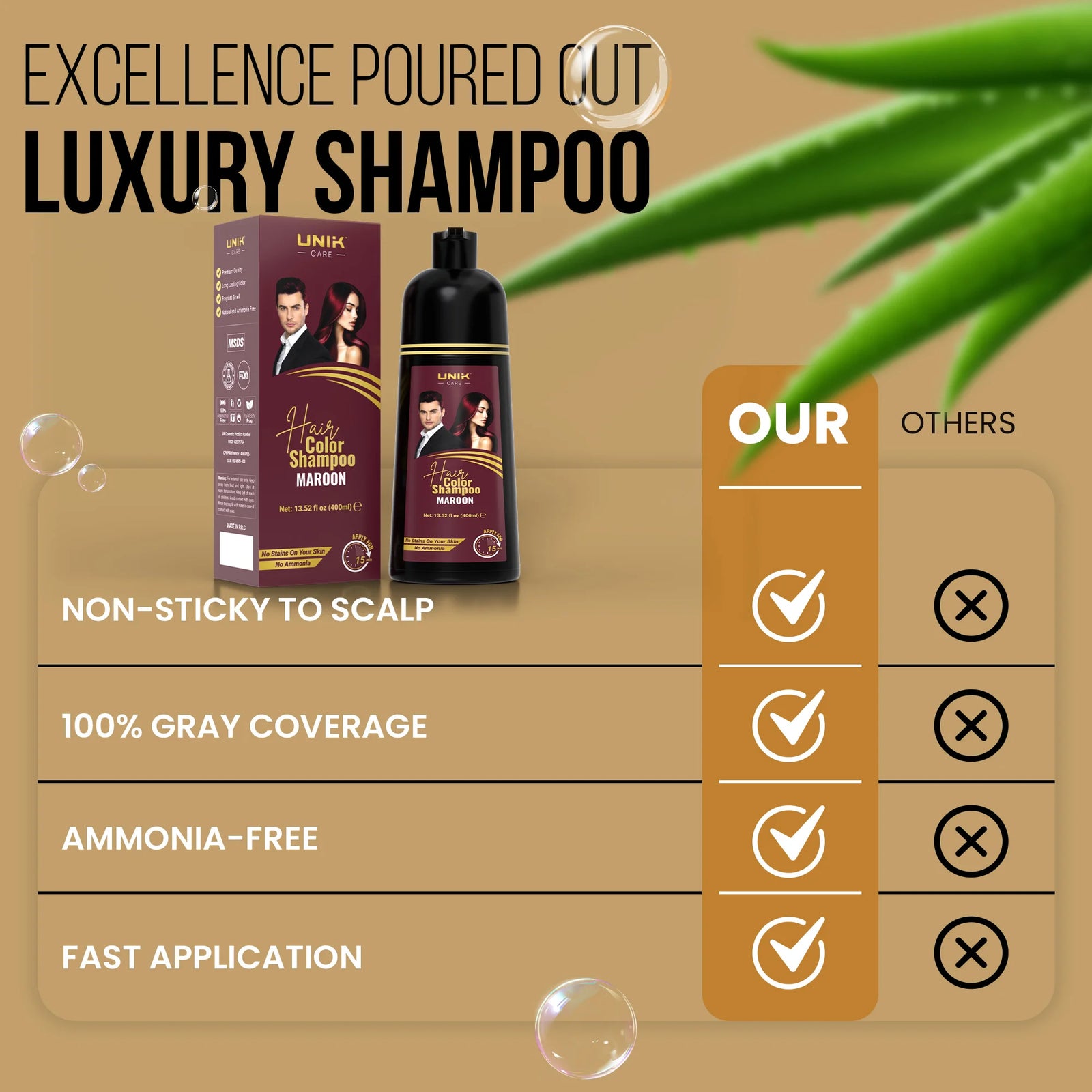UNIK Care Maroon Hair Dye Shampoo | 400ml