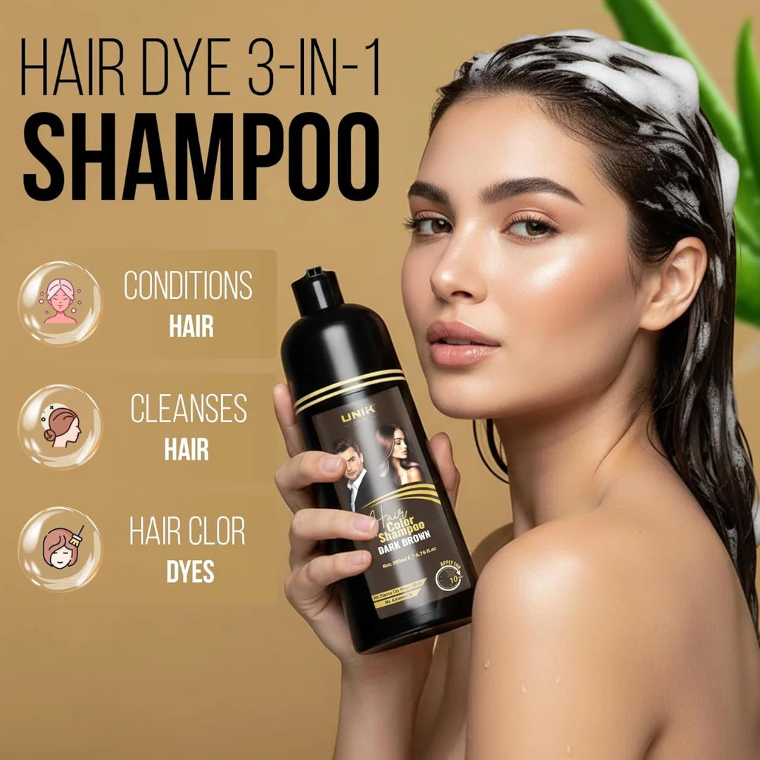 UNIK Care Dark Brown Hair Dye Shampoo | 200ml