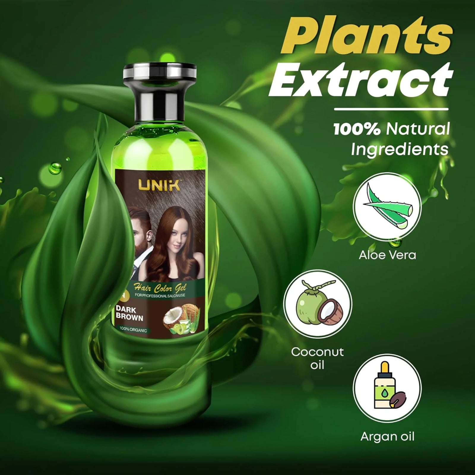 UNIK Care Dark Brown Hair Colour Gel | 2 × 250ml