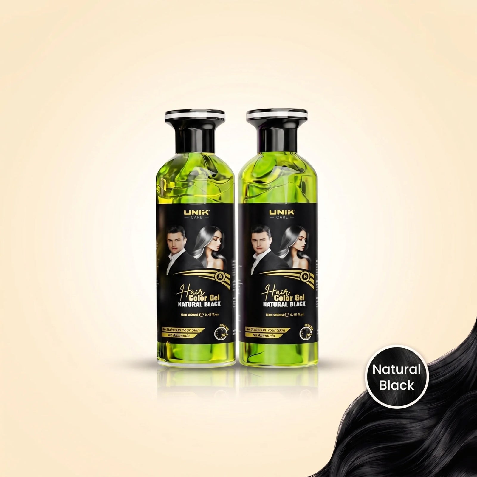 UNIK Care Black Hair Colour Gel | 2 × 250ml