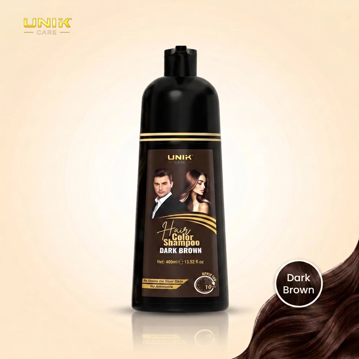 UNIK Care Dark Brown Hair Dye Shampoo | 400ml